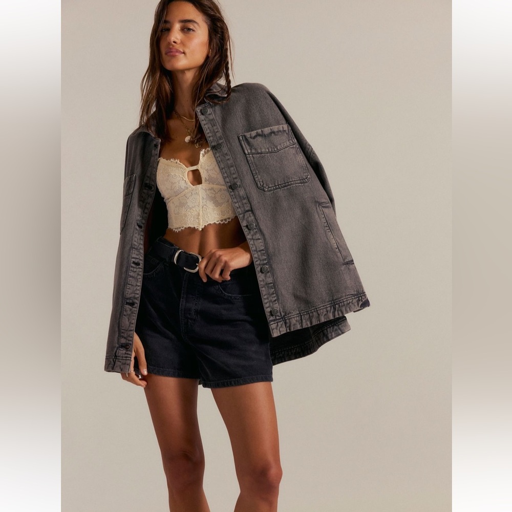 NWT Free People We The Free Madison City Denim Jacket, Washed Black - XS - Picture 4 of 9